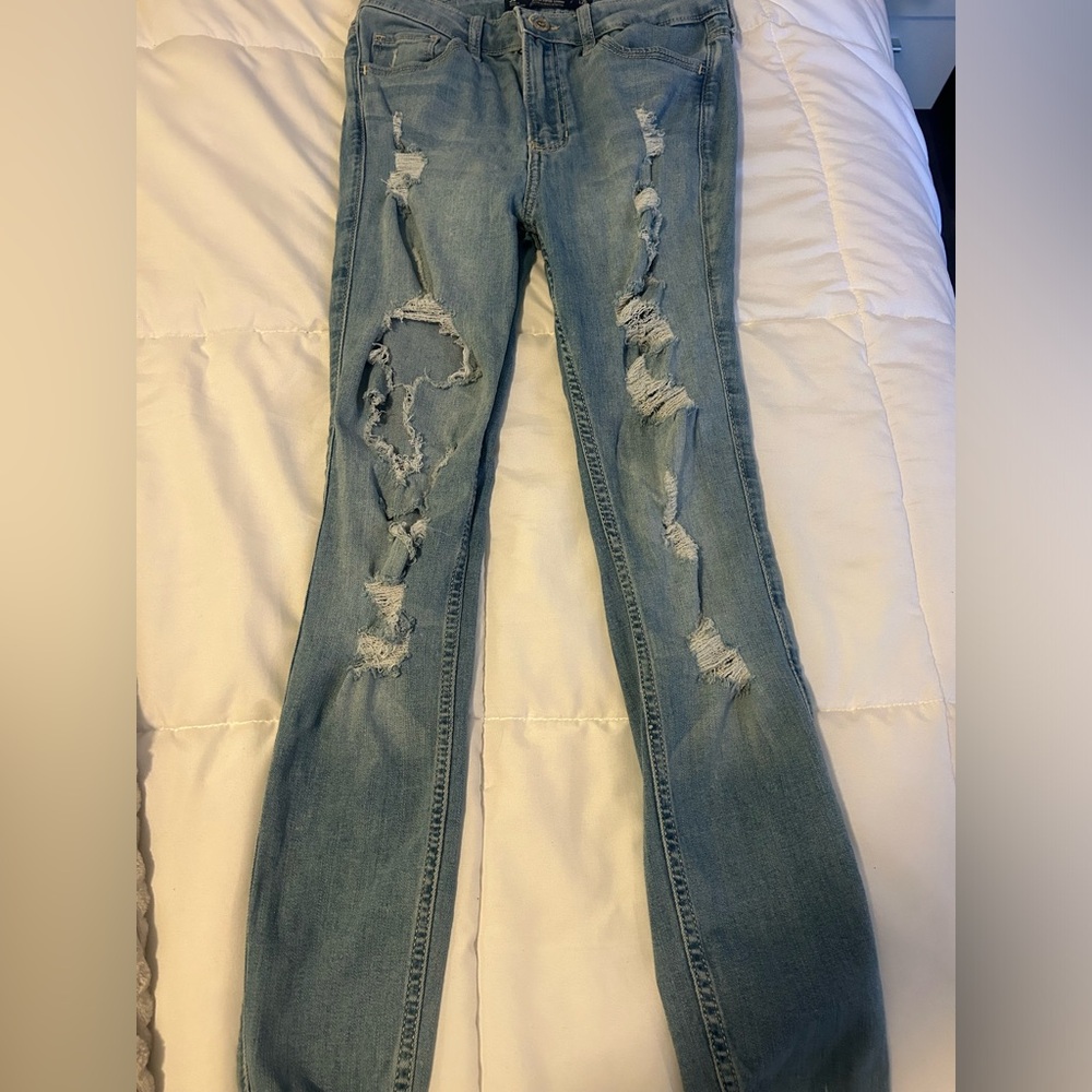 Hollister Blue Skinny Distressed Jeans
